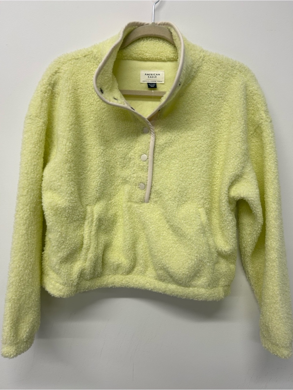 American Eagle Outfitters Teddy Pullover Jacket in Light Yellow